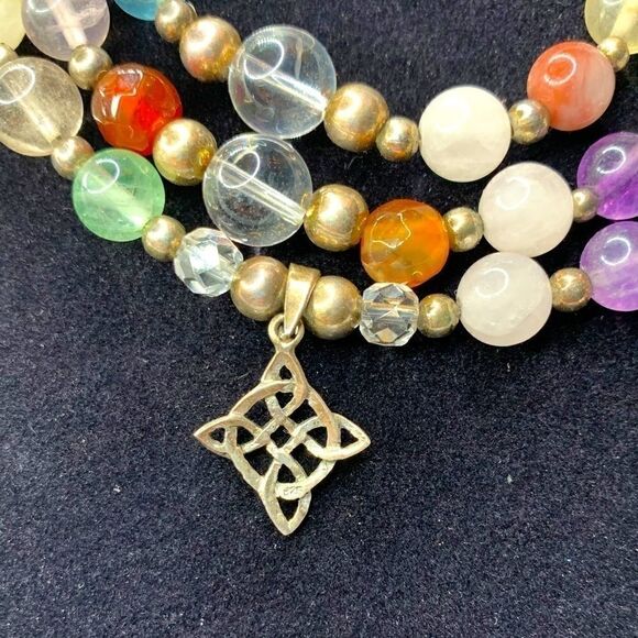 Natural Gemstone Polished Bead 3 Strand Necklace - Picture 3 of 4